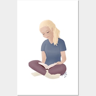 Blonde Girl Reading Posters and Art